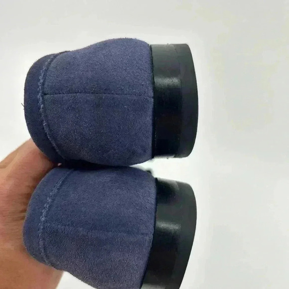 Louis Vuitton Blue Suede Shoes Leather Loafers Sz 37.5 US Womens Logo - Picture 12 of 15